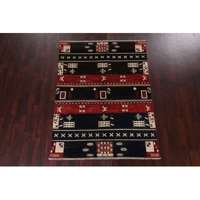 Tapis oriental tribal Gabbeh Kashkoli noué à la main 5 x 7