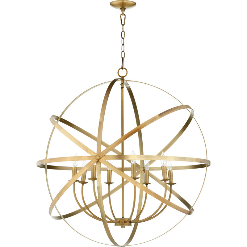 Brylan 8 - Light Dimmable Globe Chandelier, Aged Brass