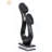 Stargazing Couple 33-Inch Modern Abstract Sculpture, Large Black Stone Figurine for Floor or Tabletop