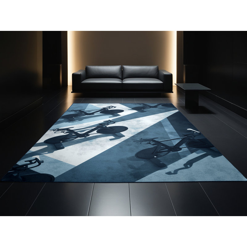 Tapis moderne et contemporain lavable à la machine gris clair Seth Spin, 7 x 9