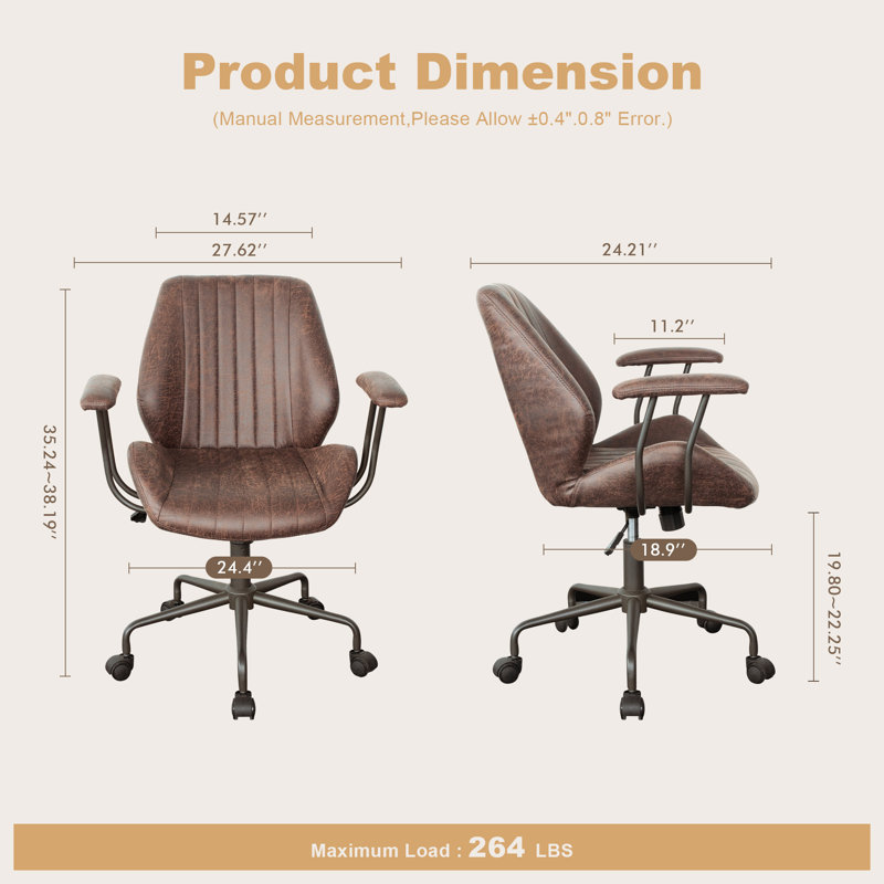 Chaise de bureau Kalysia, Brun foncé