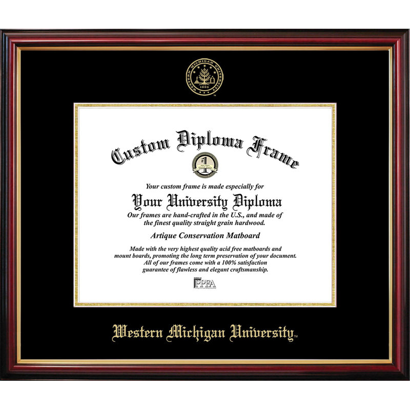 Western Michigan University Petite Diploma Frame, 11" W x 8.5" H, NCAA Western Michigan