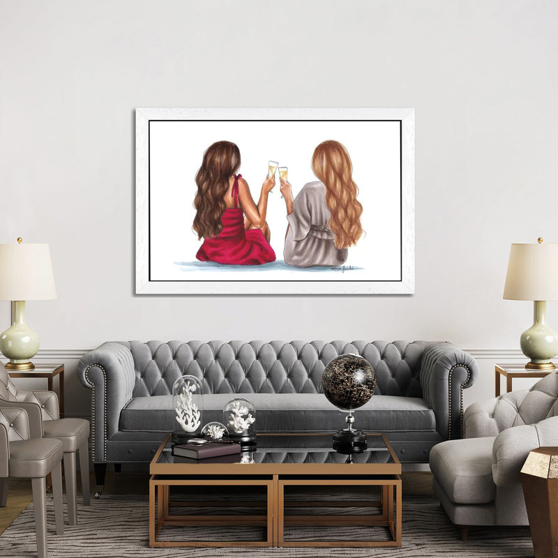 Cheers by Elza Fouche - Print on Canvas, 101.6 cm H x 66.04 cm W x 1.91 cm D, White Framed