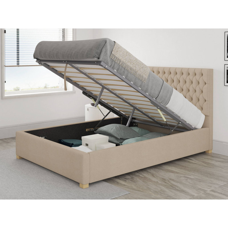 Central City Upholstered Ottoman Storage Bed, Super King (6'), Beige