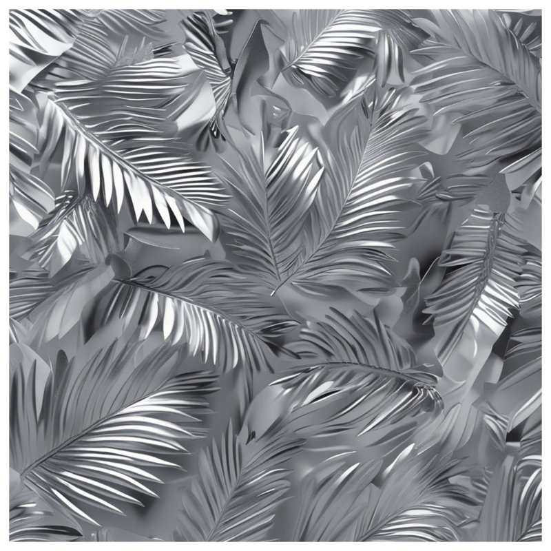 Silver Palm Leaves Duvet Covers, Twin