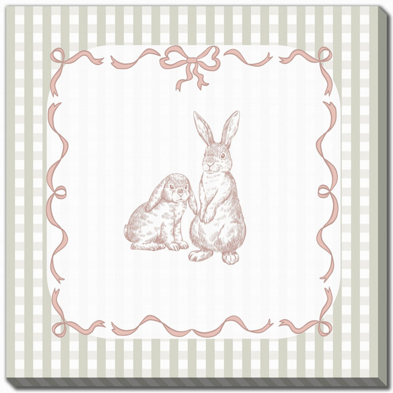 Bunny pair 3, art mural sur toile, H 24 po x l 24 po