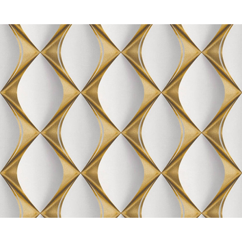 Geometric Double Roll, Black/Gold/White
