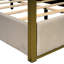 Grand lit plateforme à baldaquin avec tête de lit et structure en métal, beige