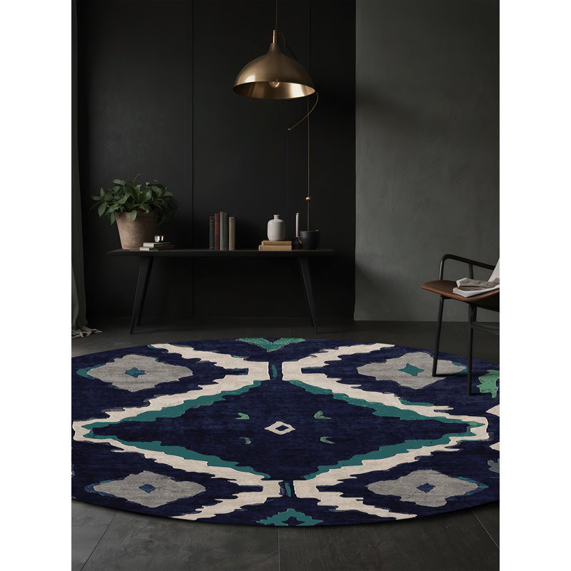 Machine Washable Gray Area Rug, Round 8'