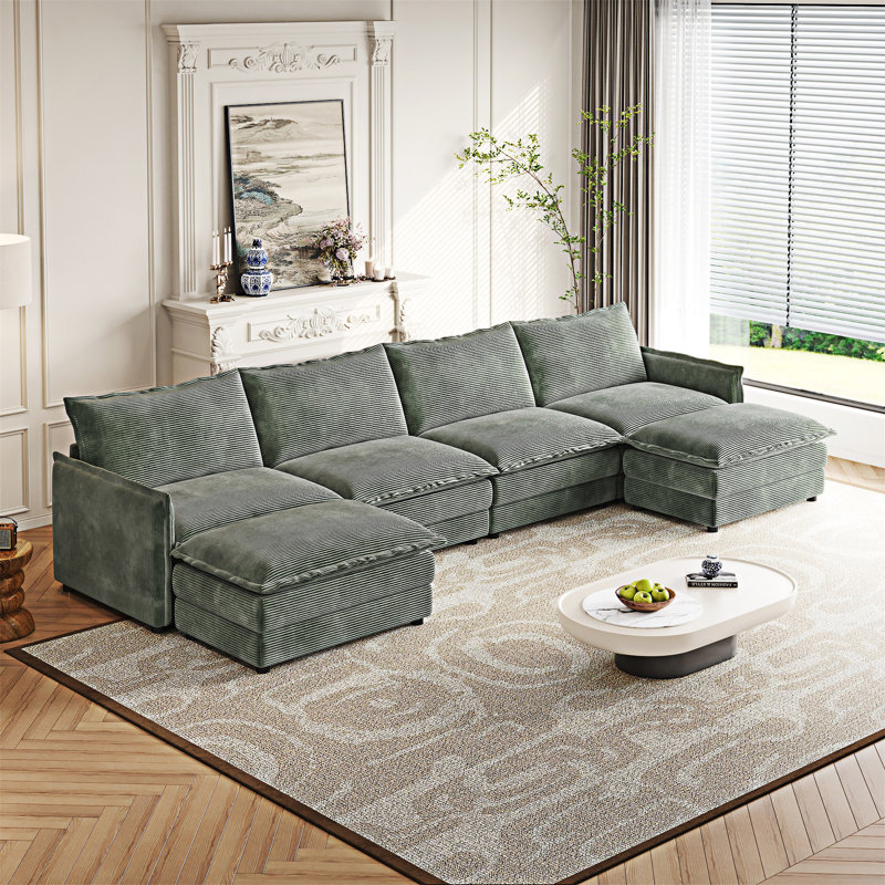 Canapé rembourré avec repose-pieds, Vert