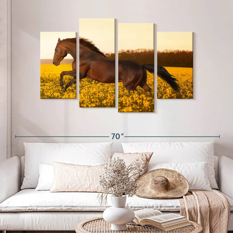 Brampt Horse In Flower Field, 32" H x 52" W