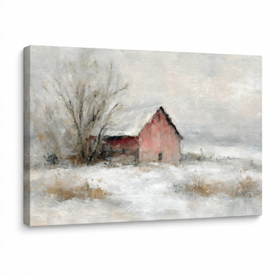Frosted Homestead - Winter Countryside Landscape Wrapped Canvas Wall Art