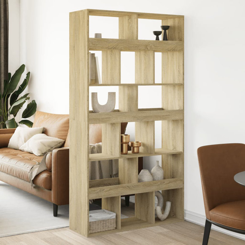 Angelinne 100cm W Bookcase, 187.5cm H x 100cm W x 33cm D, Sonoma Oak