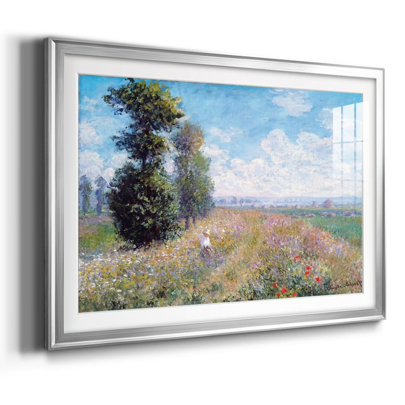 «Meadow with Poplars», 1875, reproduction d'art encadrée, Argent, H 19 po x l 27 po x P 1,5 po