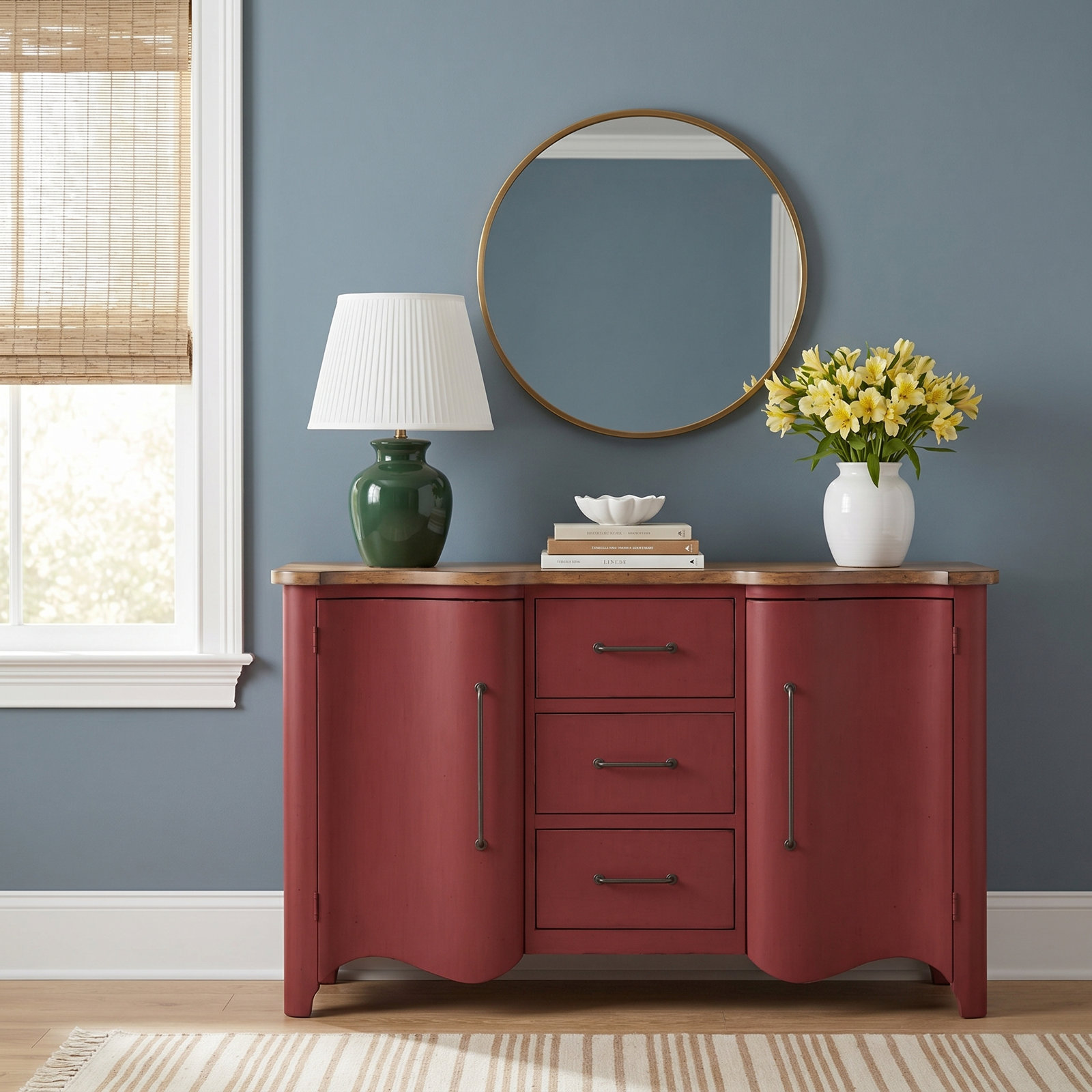 Country Living 64" Oak Dresser, Red