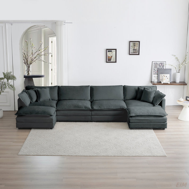 Grand canapé modulaire en U Marc, Orienté à gauche (vu de face), Gris chenille