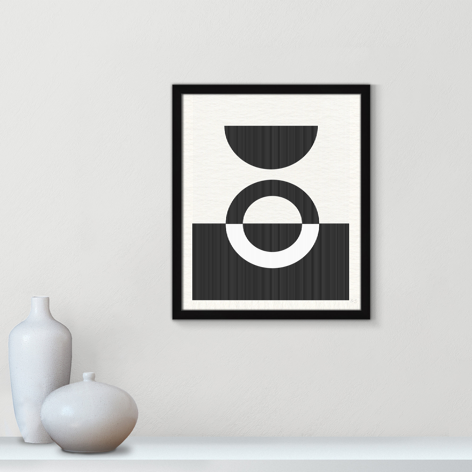 Eclipse III, 19" H x 16" W x 0.75" D, Satin Black Framed