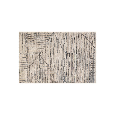 Abstract Block Linen Cream Indoor High-Low Area Rug