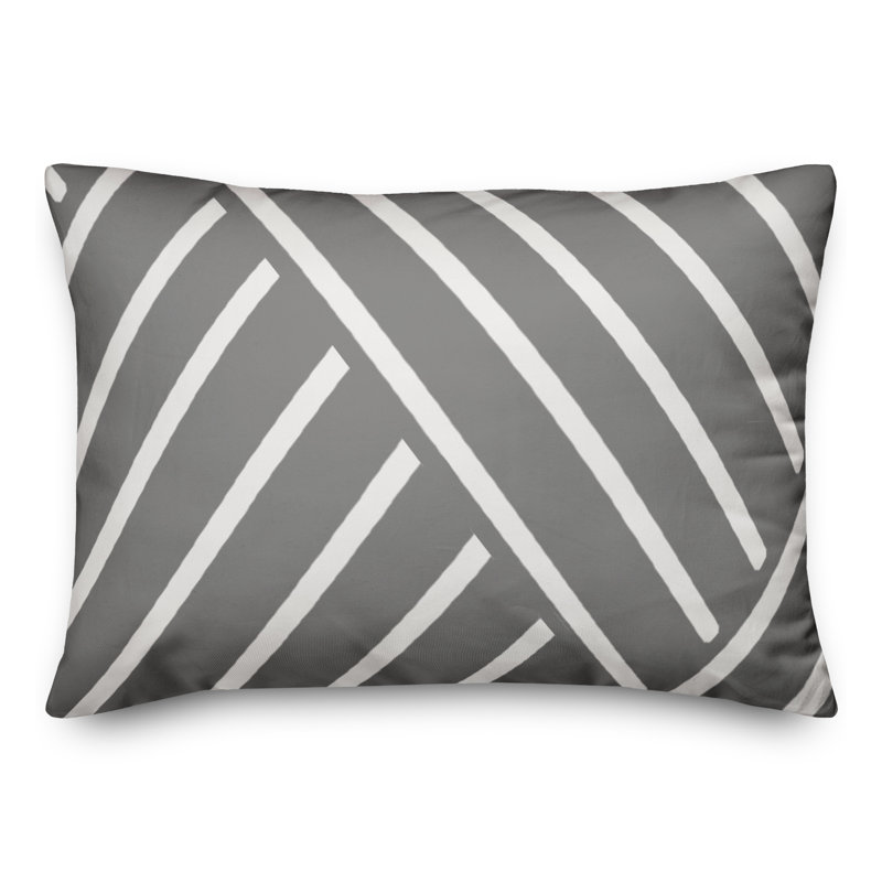 Striped Outdoor Reversible Throw Pillow, 14"H x 20"W, Gris