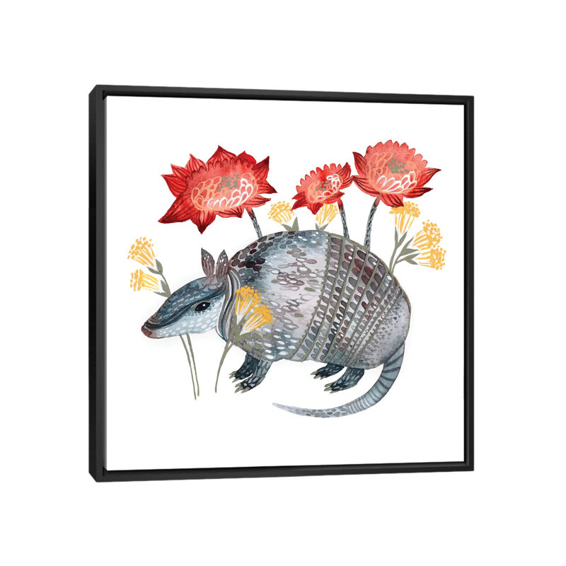 «Armadillo», impression sur toile tendue, H 18 po x l 18 po x P 1,5 po, Toile encadrée noire, Pas de tapis