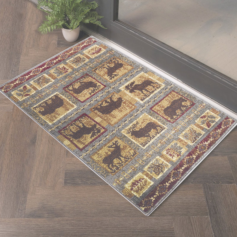 Nature's Nest Multi  Lodge Area Rug, Rectangle 2' x 3'