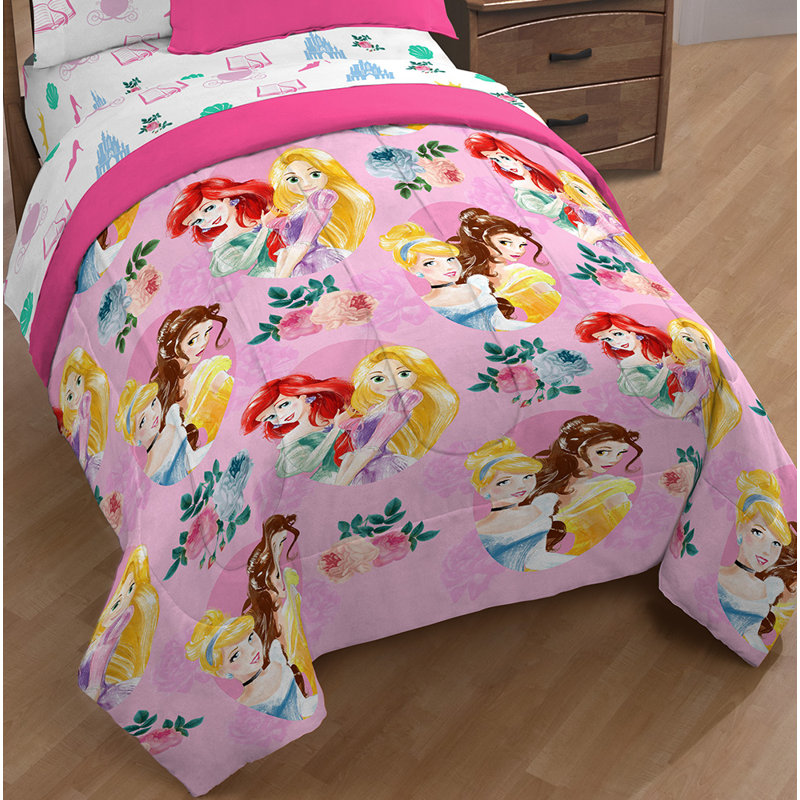 Édredon réversible en microfibre rose Disney Princess, Simple