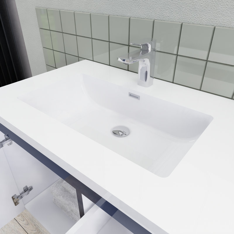 Meuble-lavabo double 60 po Alcester Ivy Bronx, Bleu brillant