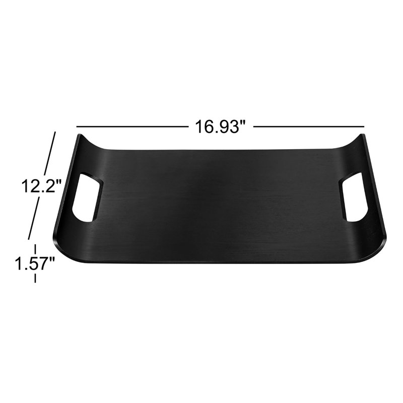 WILO Hardwood Tray with Handles, Large 1.57" H " 16.93" W x 12.2" D, Black