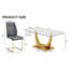 Table de salle à manger moderne avec plateau en verre trempé transparent et pieds en métal plaqué or