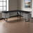 Roxy Black & Gray Finish Modern Computer Desk with Black Metal Legs, 29.85" H X 70.73" W X 70.73" D