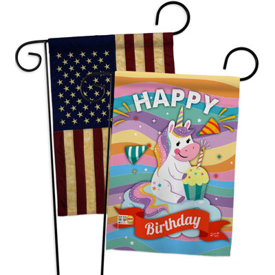Double Sided 18.5 in. H x 13 in. W Polyester Birthday Garden flag