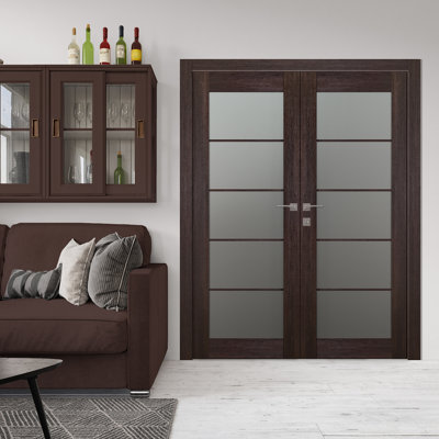 Avon 5 Lite 79.375'' Solid + Manufactured Wood Paneled without Installation Hardware Kit Prehung Door