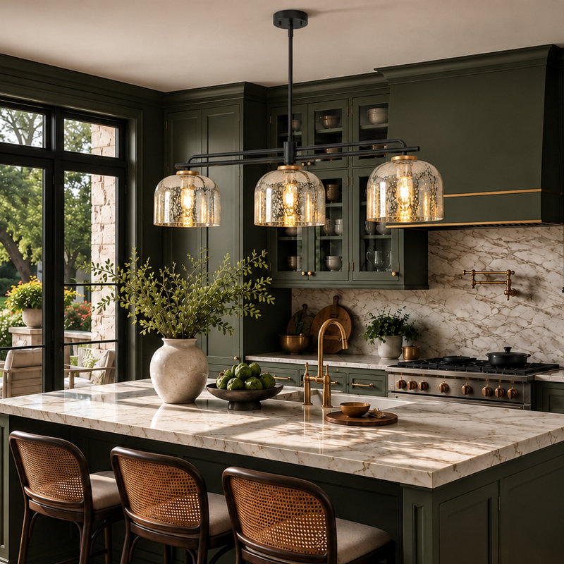 Luminaire suspendu linéaire à 3 lumières à intensité variable pour îlot de cuisine 43,3 po Allenstown, Mercure