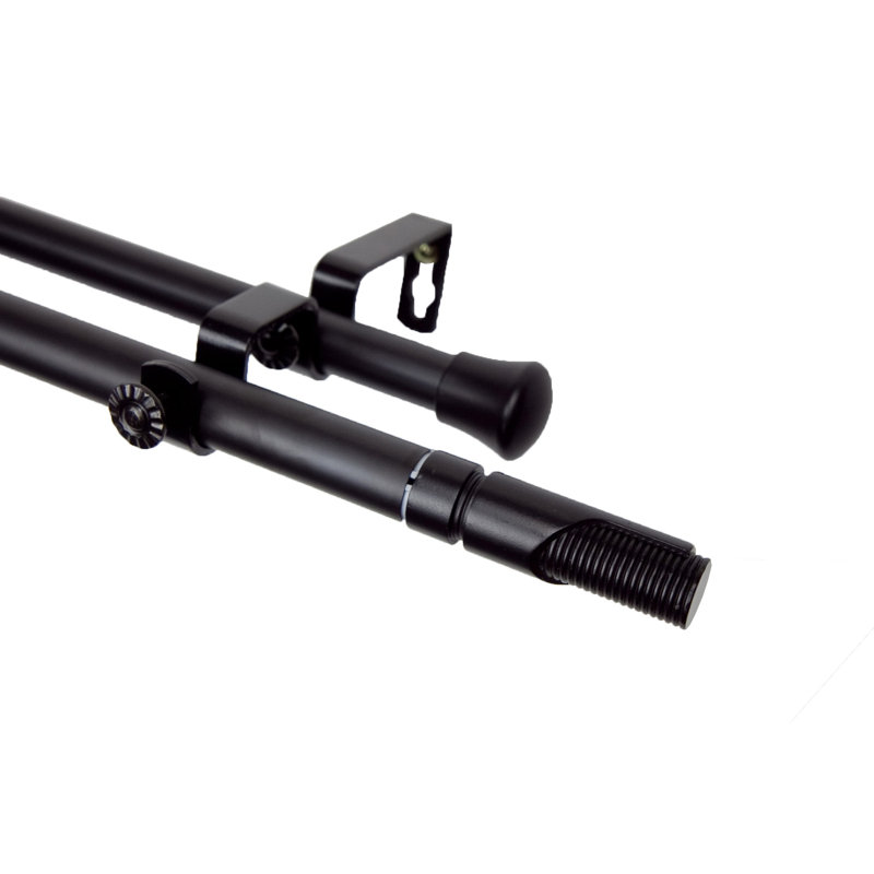 Tringle à rideaux double Slaytonville, De 28 po à 48 po de largeur, Noir