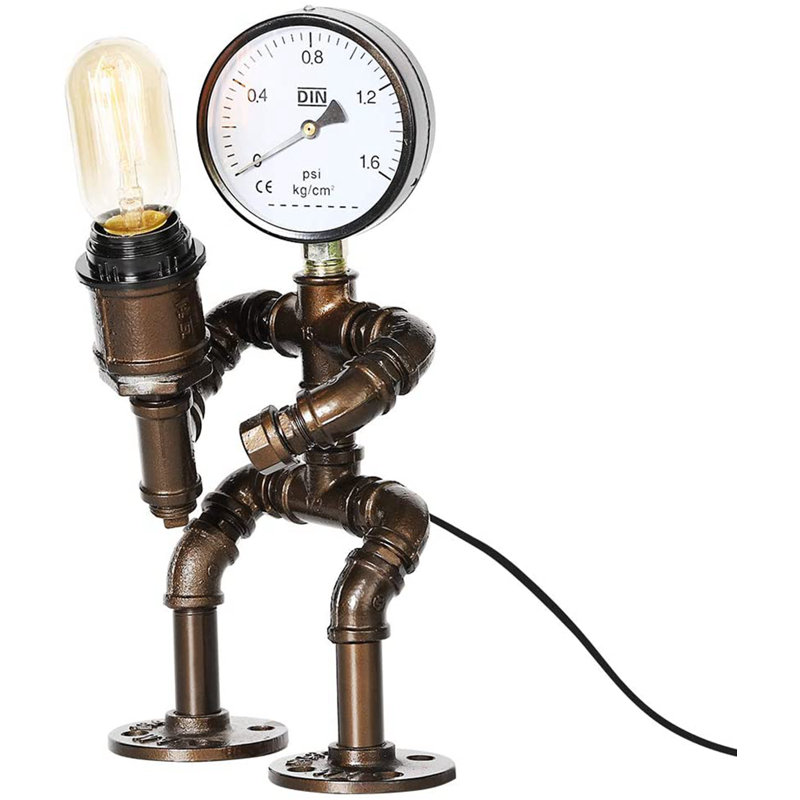Lampe robot rétro punk à vapeur avec un compteur d'eau