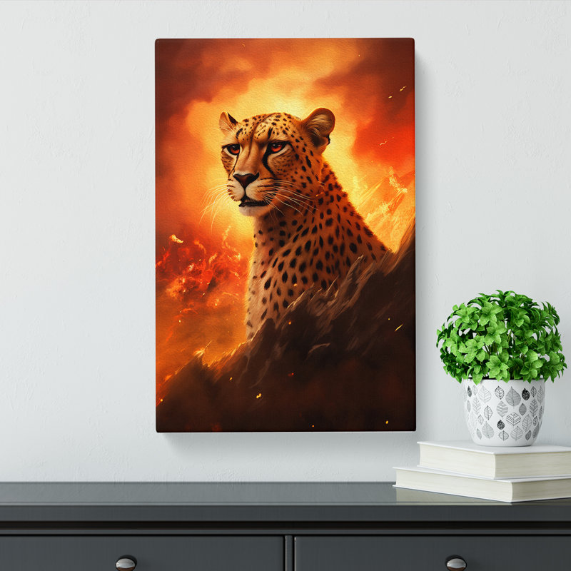 Cheetah Romanticism - Wrapped Canvas Print, 76cm H x 50cm W x 3cm D