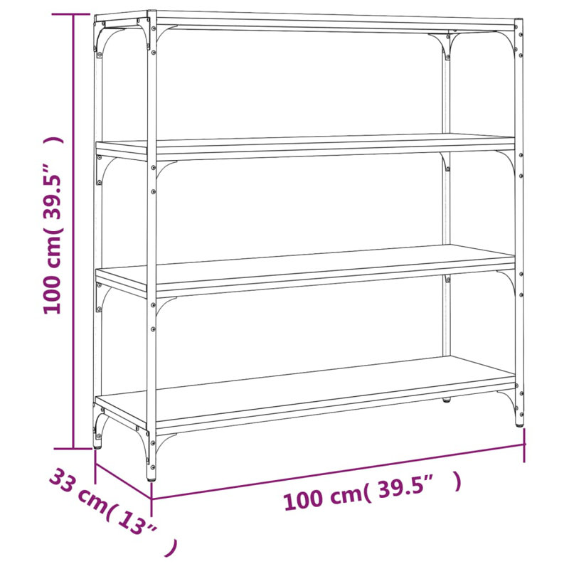 Henschler Bookcase, Brown, 100cm H x 100cm W x 33cm D