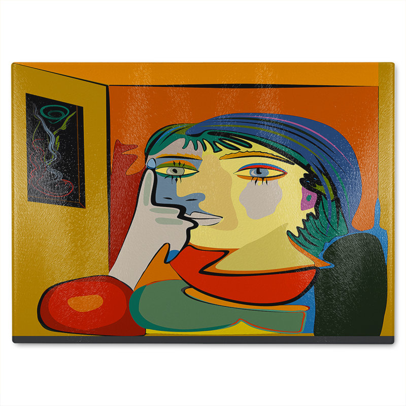 Thinking woman Designer Glass Chopping Board