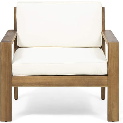 Fauteuils club d'extérieur en bois d'acacia avec coussins