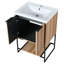 Armoire de salle de bain autoportante de 24 po - Design élégant, lavabo en résine, meuble-lavabo à options multiples avec lavabo de beauté contemporaine, accès silencieux, vaste espace de rangement