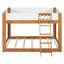 Lit simple superposé simple, lit superposé convertible en bois avec échelle réversible et garde-corps de sécurité, blanc noyer-331273603