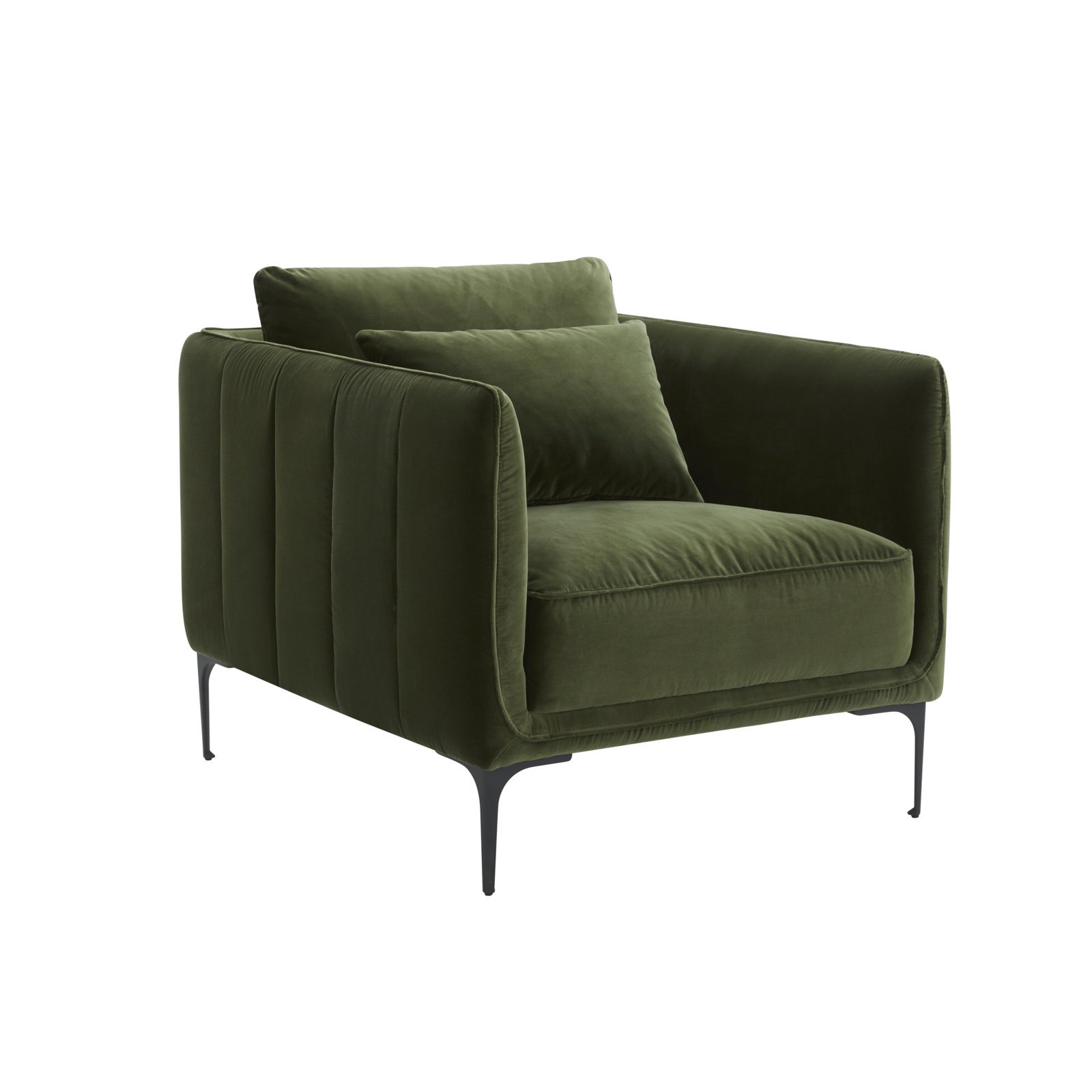 Rae 3-Piece Velvet Living Room Set, Left Hand Facing, Military Green