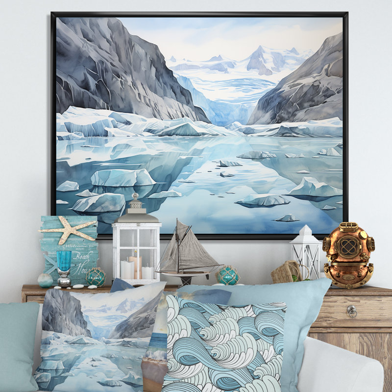 «Groenland Frozen Wonderland Lansdcape V» - impression, Cadre flottant noir, H 30 po x l 40 po x P 1,5 po