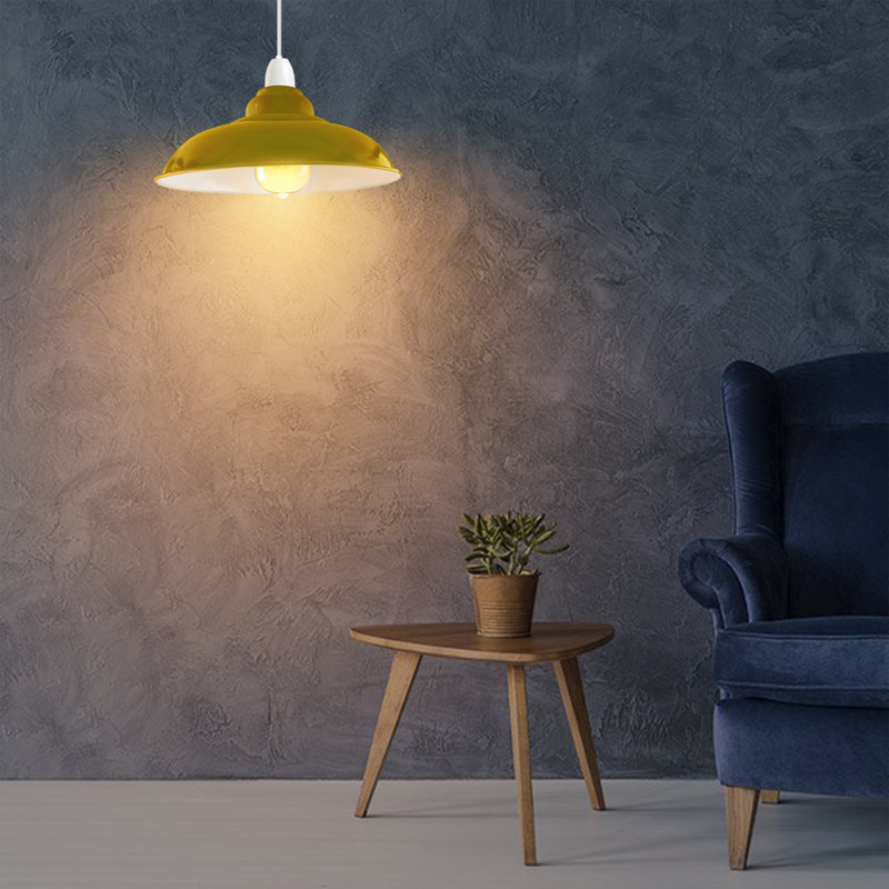 Eutropios 27cm H Metal Bowl Lamp Shade ( Screw On ), Yellow