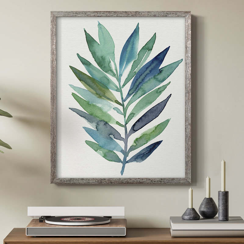 Palm Frond Flow II, reproduction encadrée - bois massif, H 11 po x l 9 po