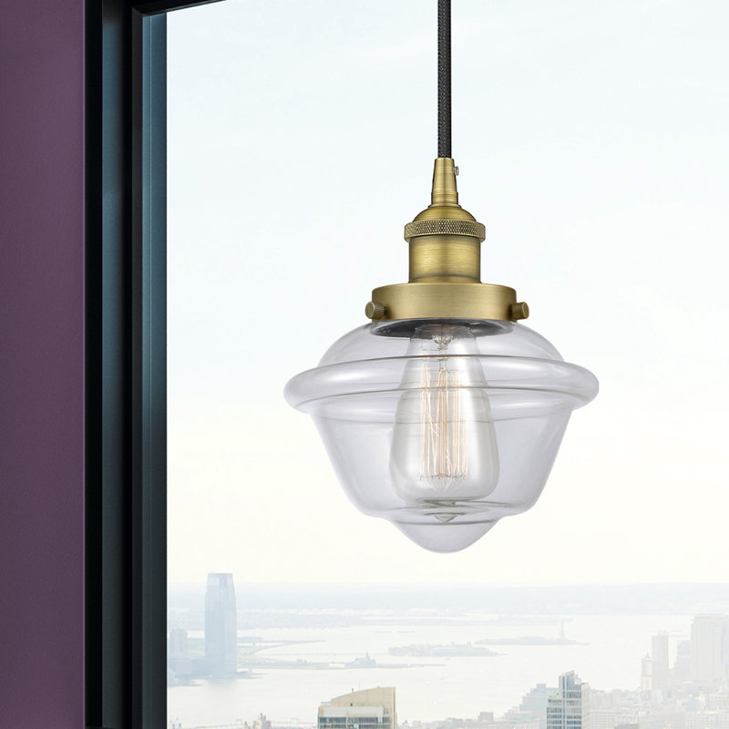 Luminaire suspendu 1 lumière Calliope, Transparent, Laiton brossé