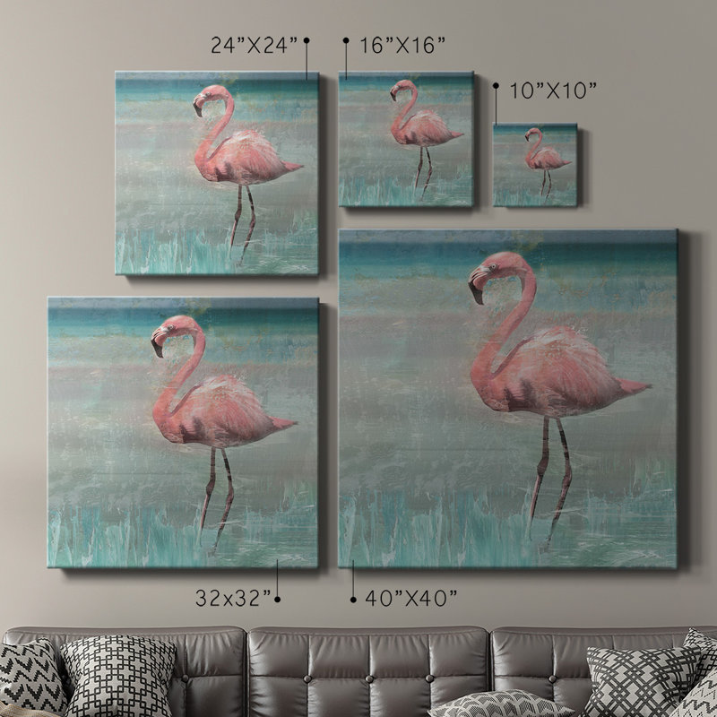 Flamingo Party II - Toile tendue avec châssis de qualité supérieure - prête à être accrochée