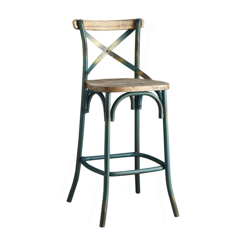 Chaise de bar en métal antique, Turquoise antique