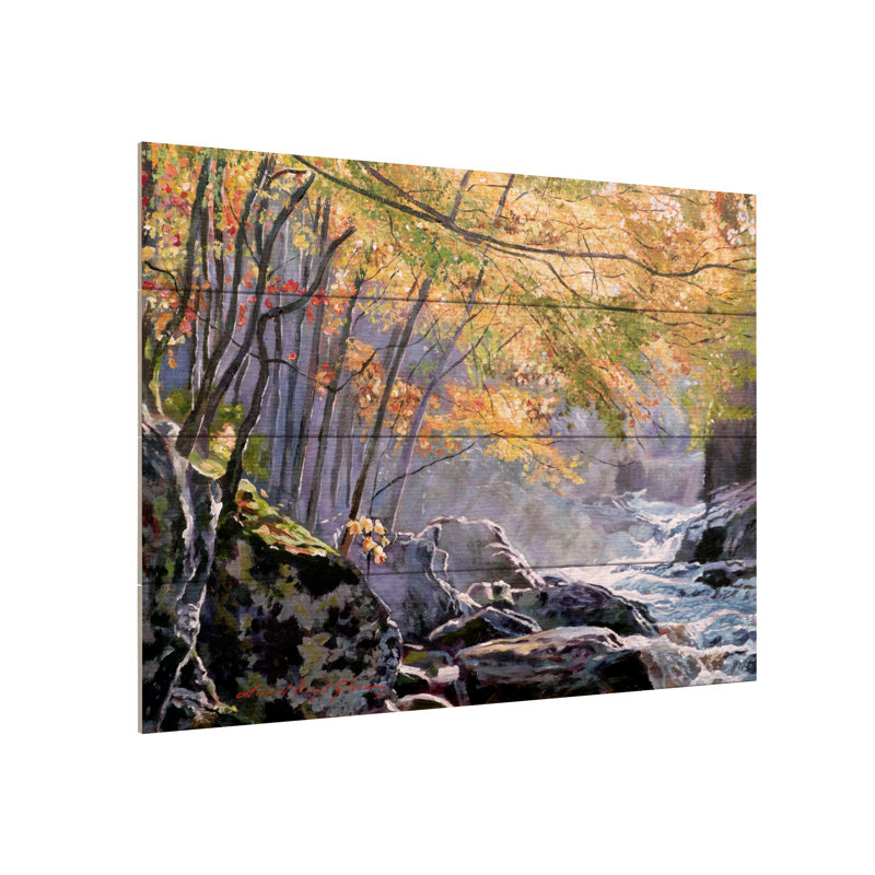 David Lloyd Glover «Autumn Glen», art en lattes de bois, L 16 po x H 12 po