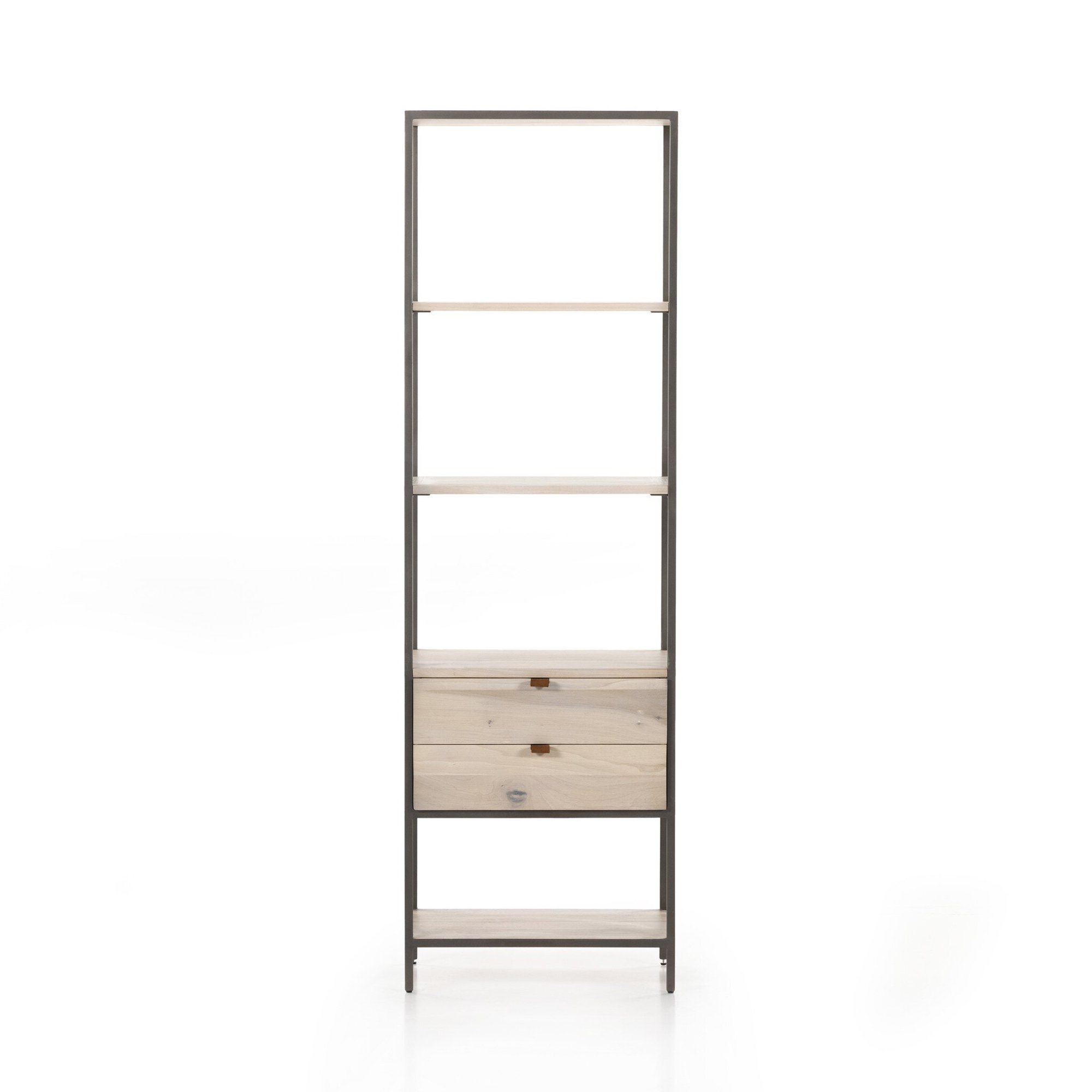Loki Trey Bookshelf - Black Wash Poplar, Dove Poplar
